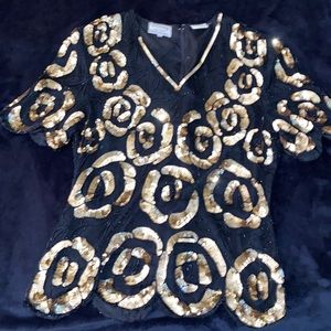 Vintage Gold and Black Sequin shirt